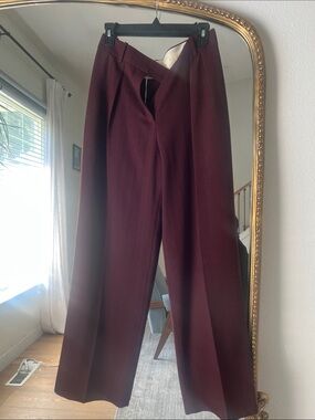 The Row Wide-Leg Trousers  in Deep Burgundy size 2